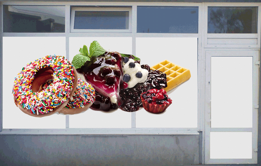 oklejanie witryn Wrocaw slodkosci